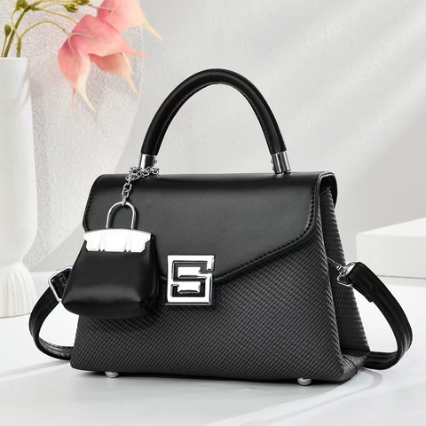 Borsa A Mano Patchwork Da Donna Pelle PU Tessuto Intrecciato Borsa A Tracolla Con Mini Ciondolo Serratura In Metallo Cerniera Casual Quotidiano