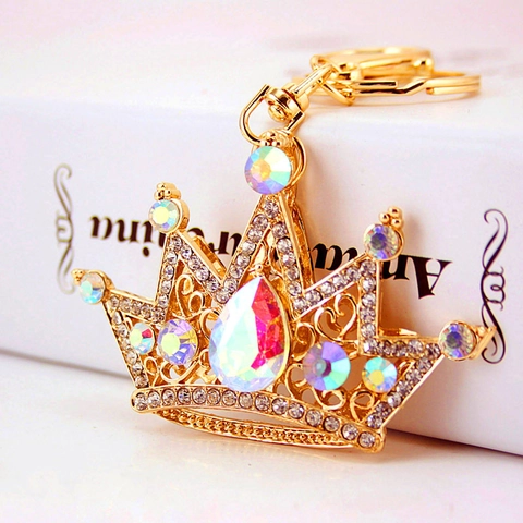 Lussuoso Portachiavi a Corona in Lega di Zinco con Strass per Donna Moda Pendente a Forma di Pera in Cristallo Accessorio Borsa Portachiavi Auto