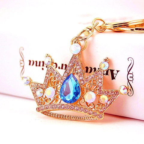 Portachiavi Corona Nobile In Lega Placcata Oro Con Strass E Cristallo A Forma Di Pera Ciondolo Borsa Donna Lusso