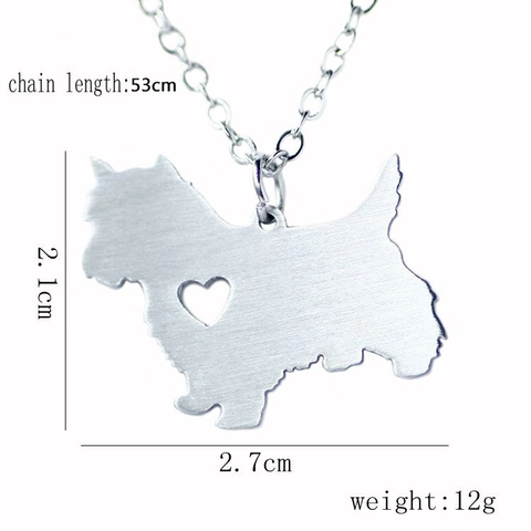 Scottie Dog Anhänger Halskette Edelstahl Gebürstetes Herz Hohl Haustier Tier Schmuck Für Frauen