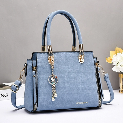 Sac À Main Pour Femmes Motif Crocodile Cuir PU Sac À Épaule Bandoulière Avec Pendentif Lapin Élégant Mode Style Coréen