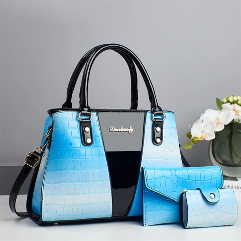 Krokodilmuster PU Leder Tragetasche Handtasche Und Clutch Und Kartenhalter Für Frauen Elegante Mode Umhängetasche