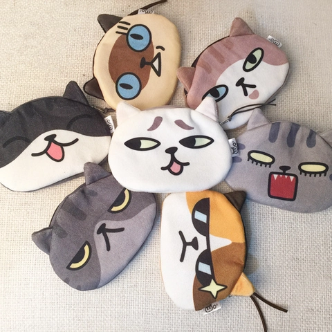Lindo Dibujo Animado Gato Cara Peluche Monedero Mini Cartera Bolsa De Almacenamiento Portátil Cremallera