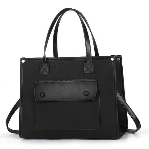 Women Fashion Tote Bag PU Leather Canvas Woven Large Capacity Shoulder Crossbody Handbag Retro Casual Commute