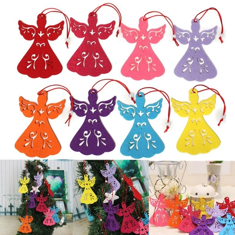 Ornamenti Appesi Albero Natale Feltro Tessuto Non Tessuto Forma Angelo Cavo Decorazione Festa Festiva Colorato