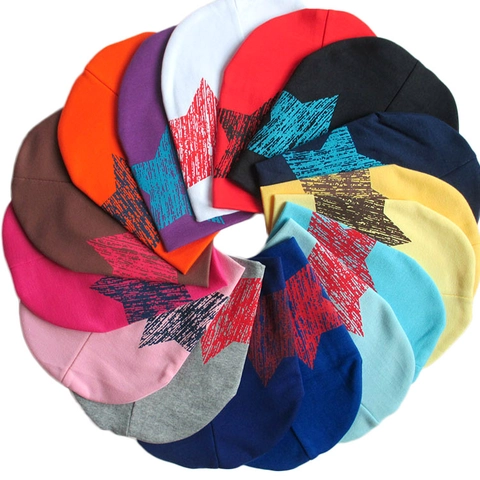 Gorro De Punto Para Bebé Gorro De Algodón Suave Estrella Corazón Impreso Doble Capa Resistente Al Viento Cálido Para Niños