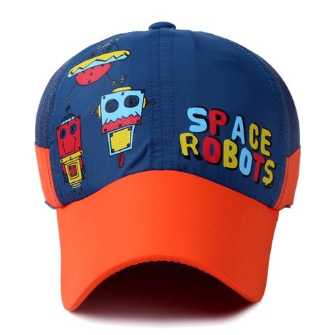 Cappello Da Baseball Bambini Rete Asciugatura Rapida Protezione Solare Cartone Animato Robot Tema Spazio Estate Regolabile