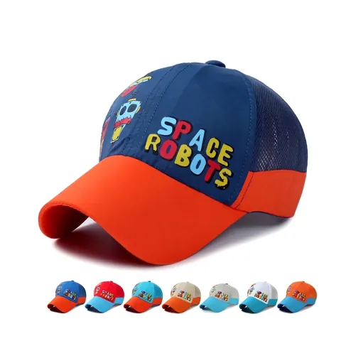 Cappello Da Baseball Bambini Rete Asciugatura Rapida Protezione Solare Cartone Animato Robot Tema Spazio Estate Regolabile