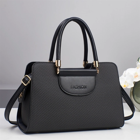 Damen Schicke PU Leder Handtasche Gewebte Textur Umhängetasche Mit Tragegriff Geprägtes Design Urbaner Einfacher Stil
