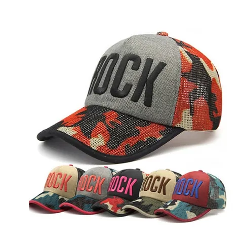 Cappello Da Baseball In Rete Trucker Ricamo 3D ROCK Camouflage Protezione Solare Outdoor Viaggio Traspirante Regolabile