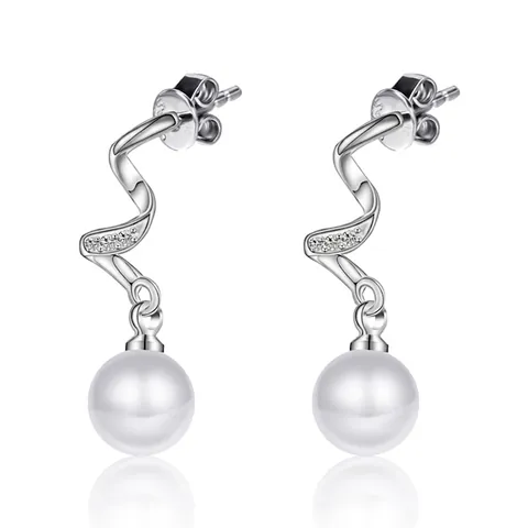 Eleganti Orecchini a Goccia in Rame a Spirale a Forma di S Con Perla Artificiale e Strass per Donna Gioielli di Moda