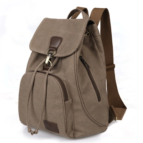 Zaino In Tela Vintage Con Patta Coulisse E Tasche Multiple Per Viaggi All Aperto Scuola Borsa Casual Unisex
