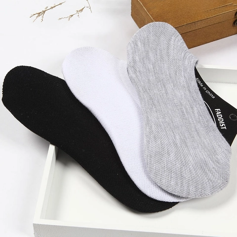 Chaussettes Invisibles Hommes No Show Coupe Basse Silicone Antidérapant Respirant Nylon Coton Mélangé Couleur Unie Casual