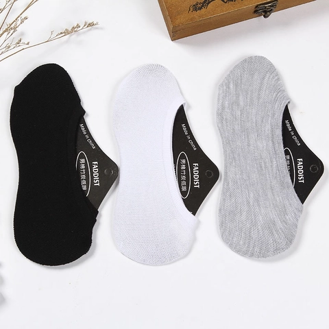 Chaussettes Invisibles Hommes No Show Coupe Basse Silicone Antidérapant Respirant Nylon Coton Mélangé Couleur Unie Casual