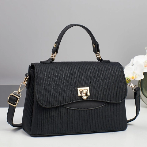 Borsa A Mano Plissettata Da Donna In Pelle PU Borsa A Tracolla Versatile Con Serratura Dorata Elegante Manico Superiore
