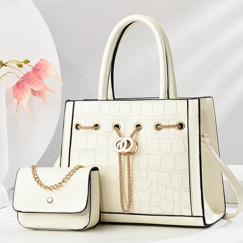 Elegante Tragetasche Und Mini Umhängetasche Mit Kette Krokodilmuster PU Leder Goldene Hardware Damen Alltag