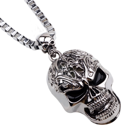 Collana Con Ciondolo A Teschio Lega Metallo Punk Gothic Hip Hop Vintage Catena Box Per Uomini Unisex