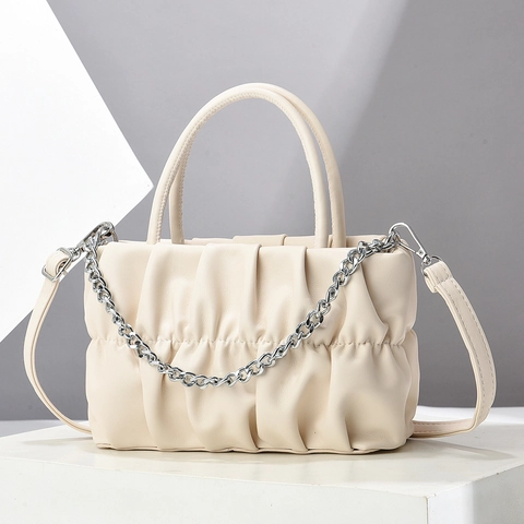 Borsa a Mano da Donna Ruched Cloud in Pelle PU Plissettata con Catena Borsa a Tracolla per Lavoro Quotidiano Festa