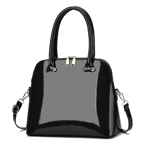Borsa A Mano In Vernice Lucida Borsa A Conchiglia Retro Con Tracolla Rimovibile Borsa Versatile Da Donna