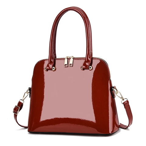 Borsa A Mano In Vernice Lucida Borsa A Conchiglia Retro Con Tracolla Rimovibile Borsa Versatile Da Donna