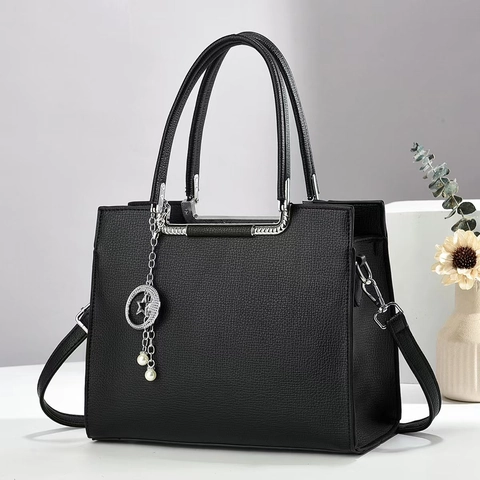 Bolso De Mano Para Mujer De Cuero PU Patrón Lichi Bolso Bandolera Elegante Estrella Perla Artificial Grande Capacidad