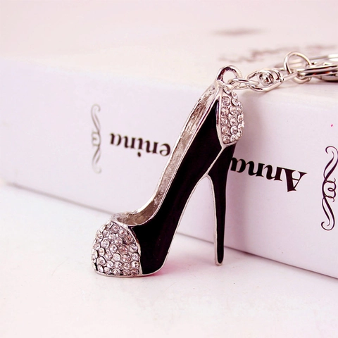 Elegant Rhinestone High Heel Keychain Zinc Alloy Enamel Bag Charm For Women Gift Fashion Accessories Key Ring