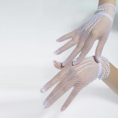 Guantes De Rejilla Sexy Mujer Elásticos Malla Cinco Dedos Boda Baile Fiesta Accesorios De Moda Retro