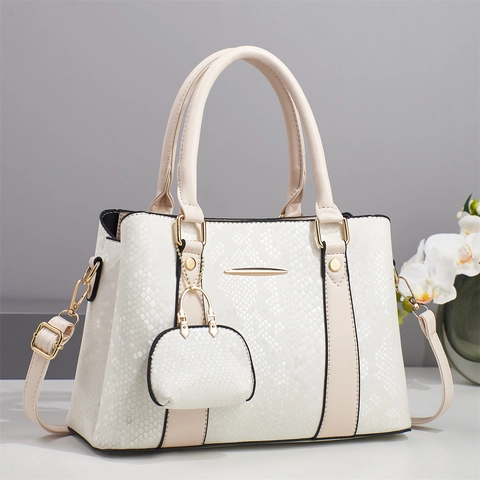 Women Handbag And Mini Coin Purse PU Leather Snake Pattern Python Print Crossbody Shoulder Tote Bag Gold Hardware