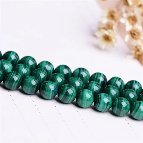 Natürliche Grüne Malachit Perlen Runde Glatte Polierte Edelstein Für DIY Schmuckherstellung Armband Halskette Handwerk Zubehör