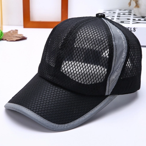 Breathable Mesh Baseball Cap Outdoor Sports Summer Sun Hat With Reflective Trim Adjustable Lightweight For Men Women