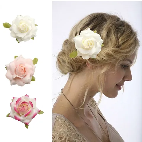 Molletta Per Capelli E Spilla A Rosa Artificiale Romantica Con Glitter Luccicanti Copricapo Floreale In Tessuto Per Matrimonio Donna