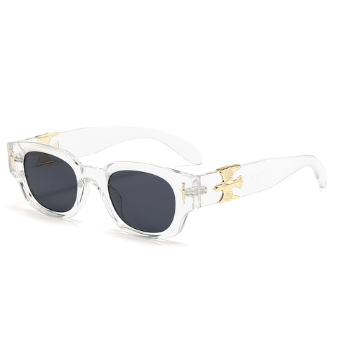 Gafas De Sol Ovaladas Retro Montura PC Decoración Daga Águila Dorada Protección UV400 Gafas Punk De Tendencia Unisex