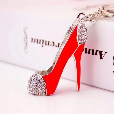 Elegant Rhinestone High Heel Keychain Zinc Alloy Enamel Bag Charm For Women Gift Fashion Accessories Key Ring