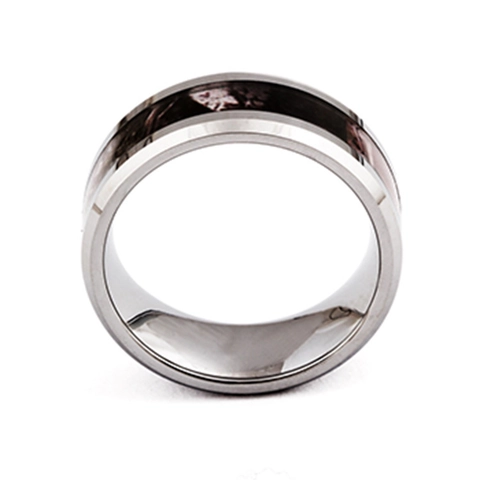 Anello da Uomo in Acciaio al Tungsteno Minimalista Fascia Lucida Con Intarsio in Marmo Gioielli di Moda Anello Versatile per Uomo