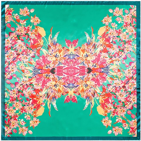 Eleganter Quadratischer Schal Mit Blumenmuster Satin Glatter Kopftuch Vintage Ethno Stil Mehrfarbiges Dekorative Tuch Für Damen