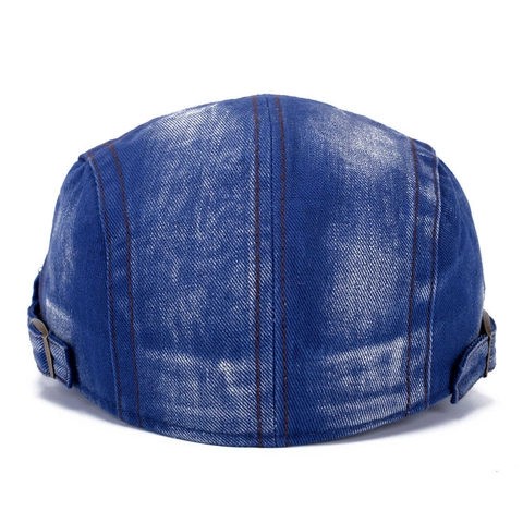 Men Vintage Washed Cotton Flat Cap Ivy Hat With 3D Embroidery And Adjustable Metal Buckle Retro Newsboy Style