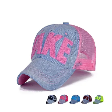 Gorra De Béisbol De Mezclilla Con Malla Camionero Bordado Chenilla Ajustable Transpirable Verano Protección Solar Casual Unisex