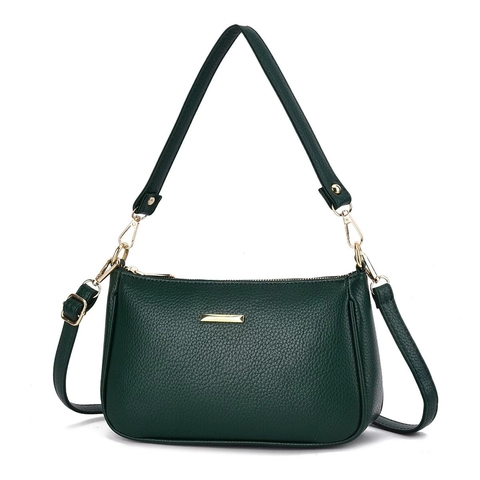 Borsa A Spalla Donna Pelle PU Trama Litchi Sottobraccio Borsa A Tracolla Minimalista Colore Solido Moda Versatile