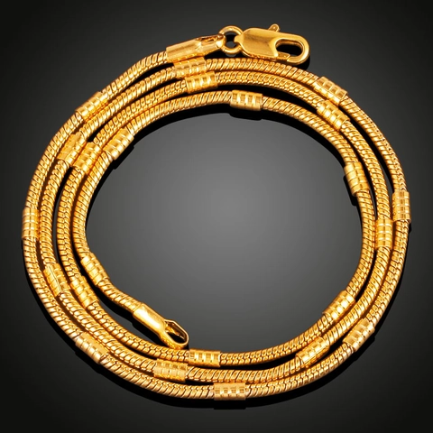 Collana E Bracciale In Rame Placcato Oro 18K Catena A Serpente In Bambù Chiusura A Moschettone Gioielli Di Moda Minimalisti Per Donna