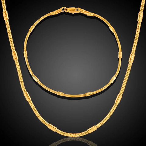 Collana E Bracciale In Rame Placcato Oro 18K Catena A Serpente In Bambù Chiusura A Moschettone Gioielli Di Moda Minimalisti Per Donna