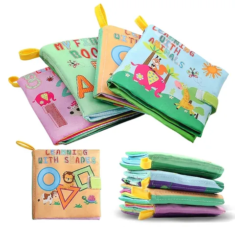Baby Early Educational Soft Cloth Book With Crinkle Paper Sensory Infant Toddler Learning Toy Alphabet Numbers Animals Shapes