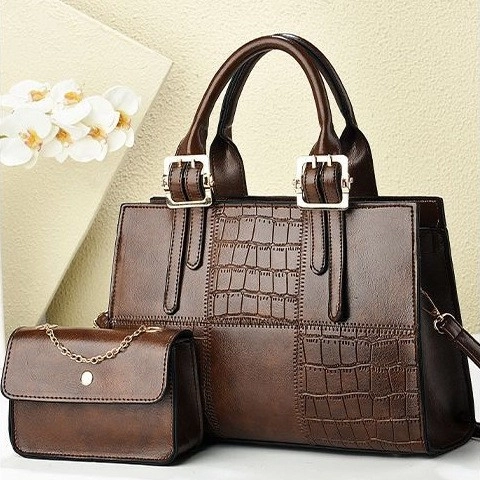 Elegant Crocodile Pattern PU Leather Handbag And Chain Crossbody Bag Gold Hardware Fashion Tote For Women Daily Versatile