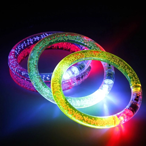 LED Glowing Bracelet Acrylic Colorful Flashing Light Up Bangle Decorative Bubbles Party Concert Night Festival Accessories