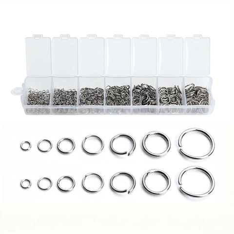 Stainless Steel Open Jump Rings Assorted For DIY Jewelry Making Necklaces Bracelets Connectors With Clear Storage Case