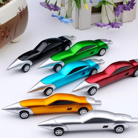 Car Shaped Ballpoint Pen Creative Movable Wheels Retractable Blue Ink Stationery Kids Student Award Office Novelty Gift