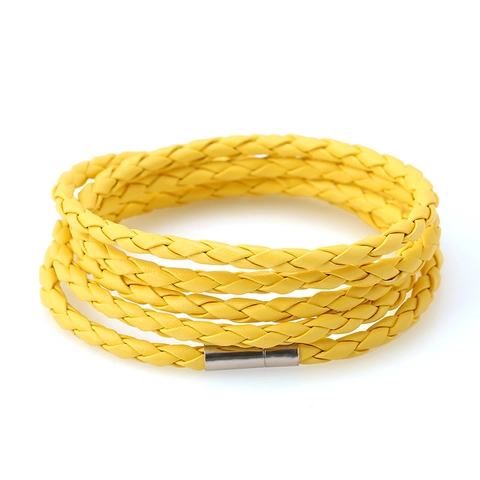 Multi Layer Braided PU Leather Bracelet With Alloy Magnetic Clasp Punk Wrap Wristband For Men And Women