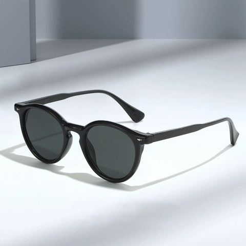 Vintage Round Frame Sunglasses Women Men PC Frame AC Lens UV400 Protection Rivet Decor Fashion Outdoor Eyewear