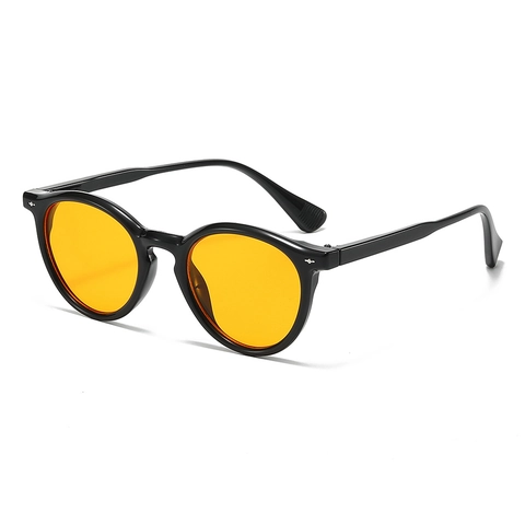 Vintage Round Frame Sunglasses Women Men PC Frame AC Lens UV400 Protection Rivet Decor Fashion Outdoor Eyewear
