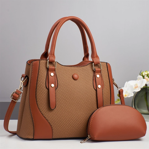 Borsa A Mano Da Donna Pochette Pelle PU Trama Intrecciata Spalla Tracolla Tote Hardware Dorato Elegante Versatile Quotidiano