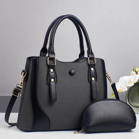 Handtasche Und Beutel Damen Große Kapazität PU Leder Spleißen Gewebte Textur Lässige Elegante Umhängetasche Gold Hardware